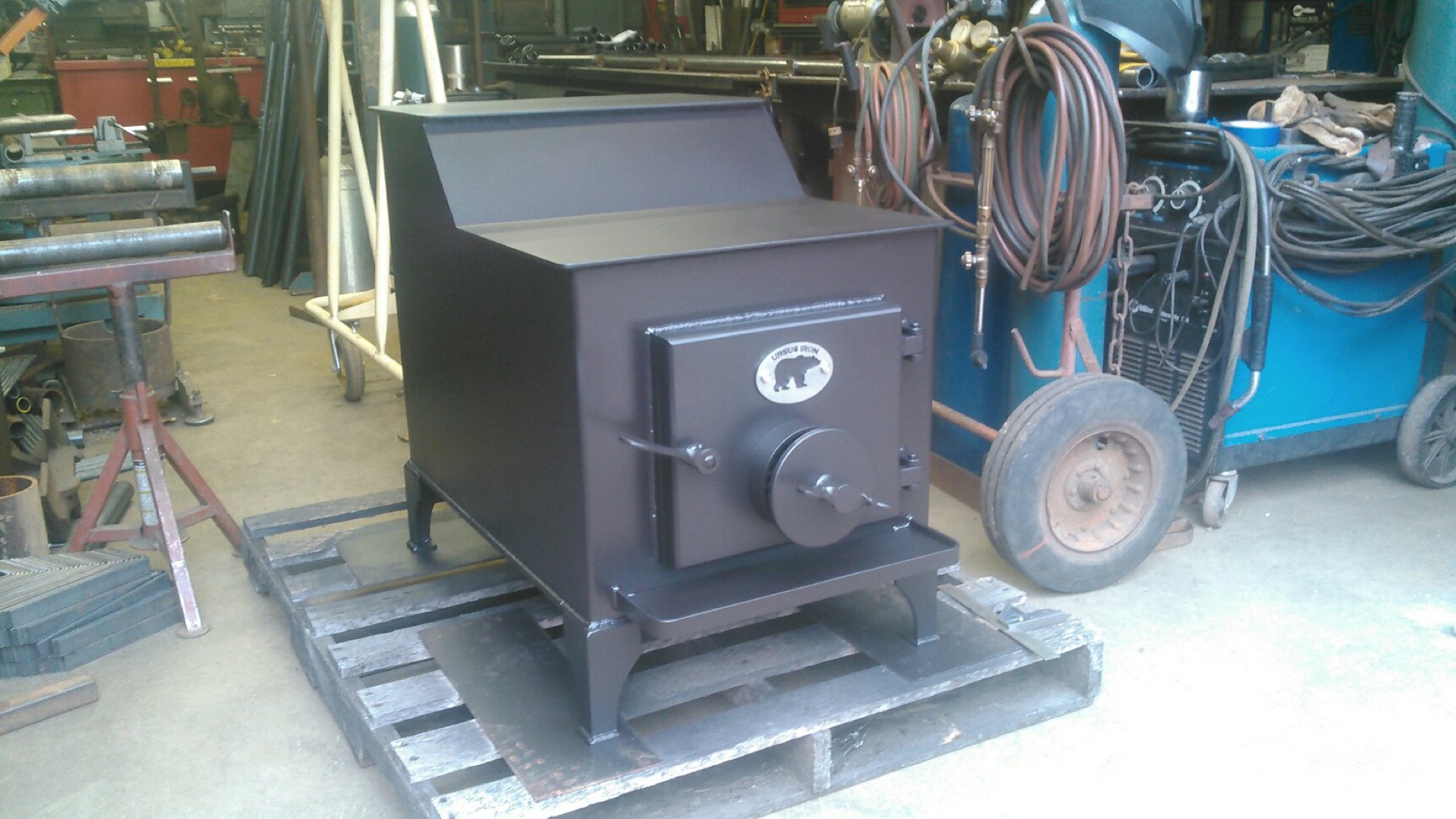 Finished Ursus Iron wood stove, alternate angle